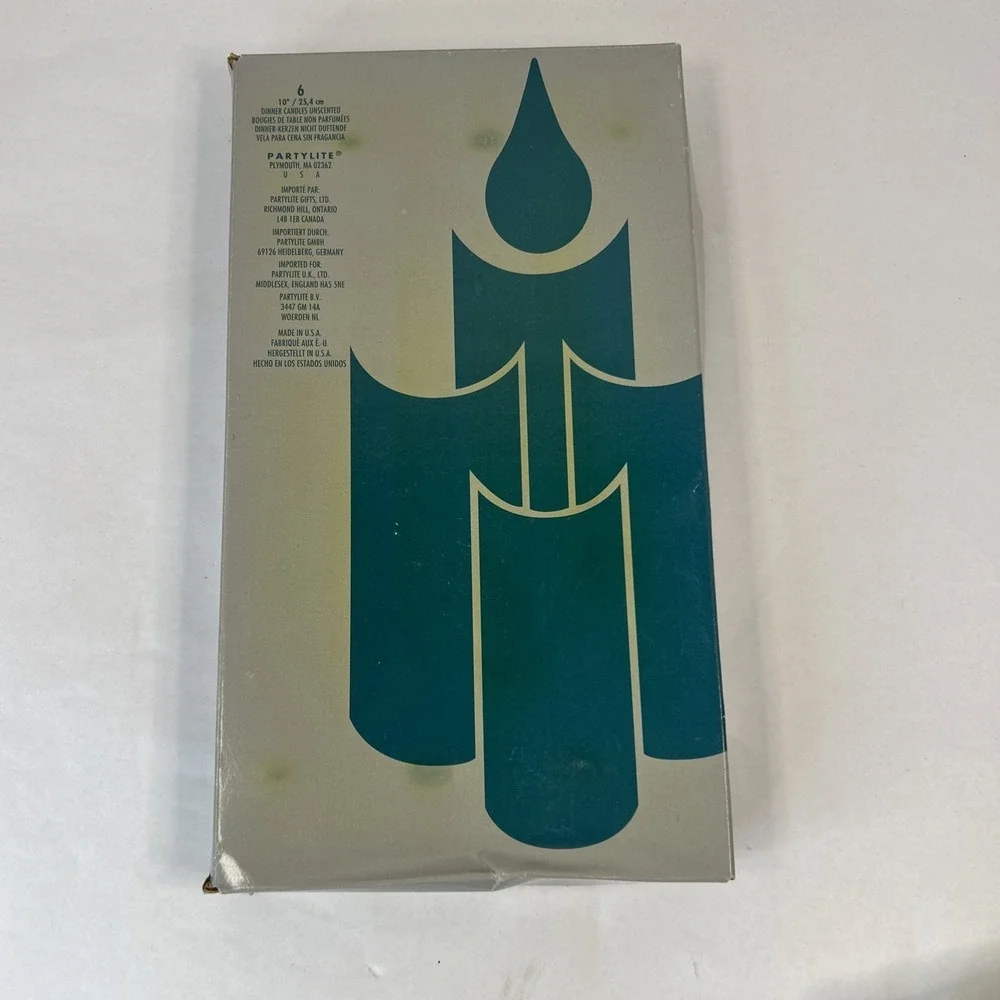 VTG PartyLite 10 Inch D4050 Evergreen Unscented Square Dinner Candles 6 Pack